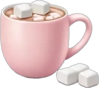 🤩 c513fd91 hot chocolate, marshmallows, pink mug, winter, drink, sweet whatsapp sticker