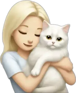 🤩 dc2b1d42 woman, cat, pet, blonde, emoji, animal, friendship, love whatsapp sticker