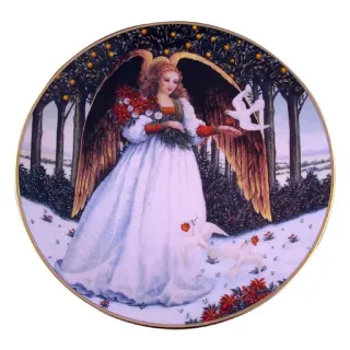 😇 e5c39069 천사, 크리스마스, 장식, 접시, 겨울, 눈, 새, 평화 telegram sticker