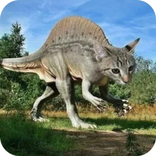 🦕 092a3067 gato, dinosaurio, animal, fantasía, híbrido, spinosaurus, arte digital, criatura telegram sticker