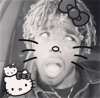 🌟 43149856 mann, hello kitty, katze, gesicht, schleife, person, porträt telegram sticker