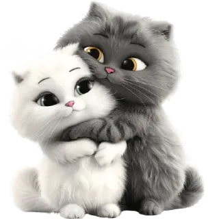 ☺️ ba32ecc7 මැව් 猫, 子猫, かわいい, ハグ, 友情, ペット, アニメ, 動物 telegram sticker