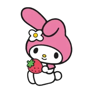 🍓 6cb139b1 My Melody My Melody, Sanrio, kawaii, mignon, fraise, dessin animé, rose, personnage telegram sticker