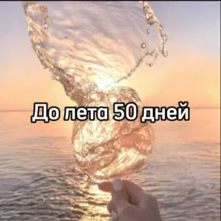 ☀️ 9288c2a0 До лета 50 дней musim panas, hitung mundur, hari, air, tangan telegram sticker