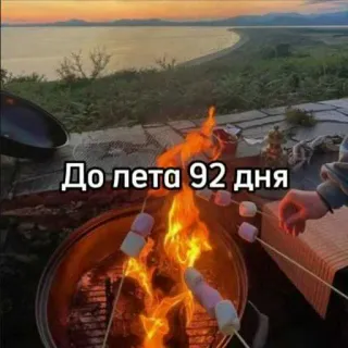 ☀️ e19c45d6 До лета 92 дня Marshmallow, Api, Memasak, Musim panas, Hari, Alam, Pantai telegram sticker