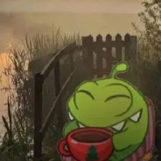 😋 6ee9cf55 Om Nom Cut the Rope om nom, cut the rope, monstre vert, dessin animé, bonbon, mignon, animé, relaxant telegram sticker