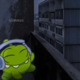 🎧 fe7fb875 slimeus Dessin animé, Monstre, Vert, Casque, Écoute, Mignon telegram sticker