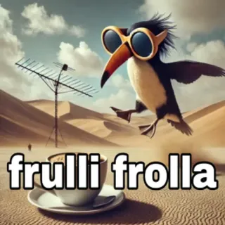 ☕️ 0586be3e frulli frolla Мультфильм, Тукан, Пустыня, Кофе, Чашка, Сюрреализм telegram sticker