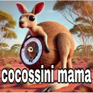 🥥 12ba6587 cocossini mama кенгуру, детеныш кенгуру, кокос, животное, милый telegram sticker