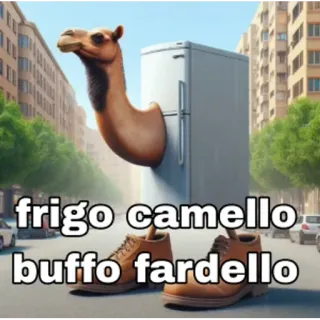 🐫 73758c5d frigo camello
buffo fardello верблюд, холодильник, обувь, итальянский, смешной, странный telegram sticker