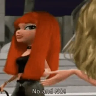 😐 a106ab2d No and NO! bratz, puppe, ausdruck, meme, lustig, cartoon telegram sticker