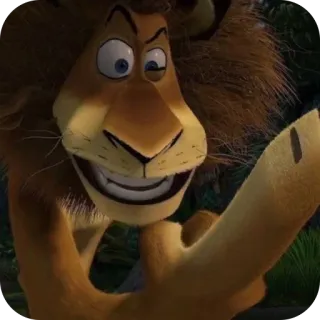 🫥 32eff09b Alex Madagascar leone, cartone animato, film, animale, personaggio, felice, sorriso, Dreamworks, Madagascar telegram sticker