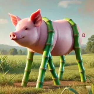 🤩 0319669c cerdo, bambú, animal, granja, naturaleza, rosa telegram sticker