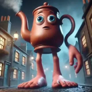 🤩 5fbbbdf9 Tetera, Antropomórfico, Personaje, Divertido, Surrealista, Dibujo animado, Ilustración telegram sticker