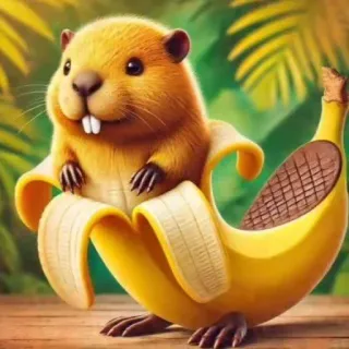 🤩 6c2b903f castor, plátano, animal, fruta, gracioso, mono, humor telegram sticker