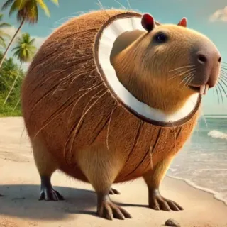 🤩 9e681b6e carpincho, coco, playa, animal, roedor, tropical telegram sticker