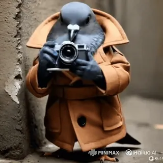 🤩 c27372b5 paloma, espía, cámara, detective, gabardina, pájaro telegram sticker