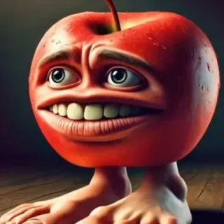 🤩 d12acf1b manzana, fruta, gracioso, antropomórfico, dibujos animados, personaje, tenebroso, raro telegram sticker