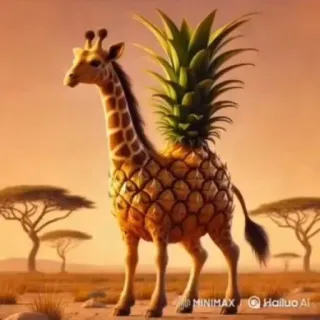 🤩 e10a0eb0 jirafa, piña, animal, fruta, híbrido, fantasía, naturaleza, safari telegram sticker