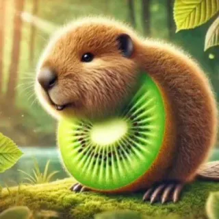 🤩 e3da5e5a castor, kiwi, fruta, animal, lindo, naturaleza telegram sticker