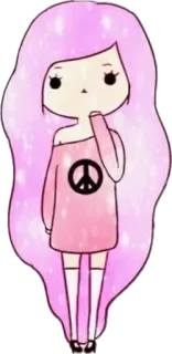 😇 0190414b kawaii, frieden, rosa, mädchen, anime, figur, aufkleber telegram sticker