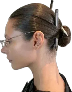 📄 50ffe513 Frau, Frisur, Dutt, Haarspange, Brille, Profil, Schönheit telegram sticker