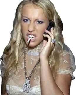 😡 611b2c8c Frau, Zigarette, Telefon, Porträt, blond, Schmuck telegram sticker