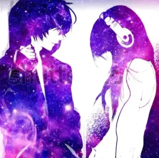 ❤️‍🩹 a0ac3b15 Anime, Paar, Galaxie, Kopfhörer, Liebe, Teenager, Romantik telegram sticker
