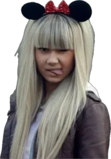 🪽 aa456c68 Mädchen, Zunge, Mickey Maus, Haare, blond, Pose telegram sticker