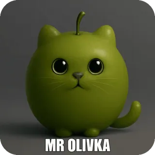 🫒 6ae4e5af MR OLIVKA gato, oliva, fruta, lindo, animal, ilustración, dibujo animado telegram sticker