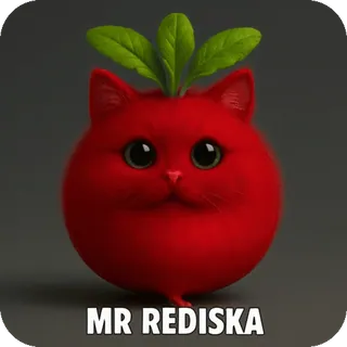 👍 9758b528 MR REDISKA rábano, gato, mr rediska, lindo, kawaii, verdura, animal, híbrido telegram sticker