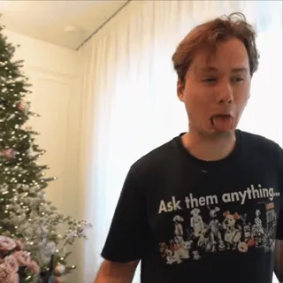 🤩 9c482b48 Ask them anything... สุนัข, เสื้อยืด, ข้อความ, สัตว์เลี้ยง, สัตว์ whatsapp sticker