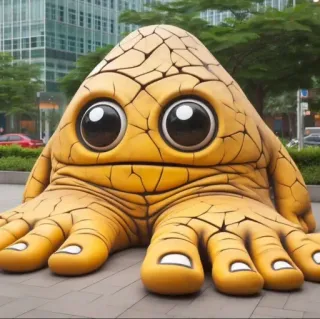 🤩 0940507e monstruo, amarillo, dibujo animado, ojos, ojos grandes, escultura telegram sticker