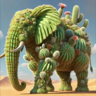 🤩 25768a65 elefante, cactus, híbrido, naturaleza, animal, desierto, surrealista, botánico telegram sticker