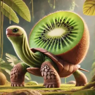 🤩 46be7155 tortuga, kiwi, fruta, animal, naturaleza, híbrido, comida telegram sticker