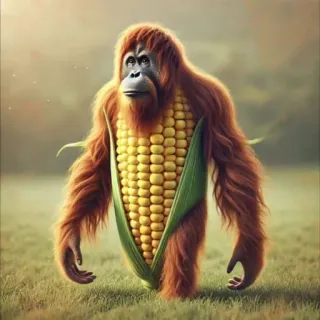 🤩 49cd59ec orangután, maíz, animal, humor, divertido, naturaleza telegram sticker