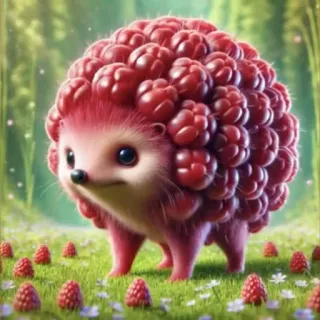 🤩 79149caa erizo, frambuesa, animal, mono, fruta, naturaleza, adorable telegram sticker