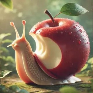 🤩 7f0cf9e0 caracol, manzana, comida, fruta, animal, naturaleza, jardín telegram sticker