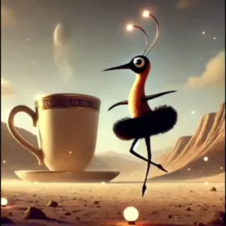 🤩 826c83c2 pájaro, taza de té, desierto, fantasía, bailarina, baile telegram sticker