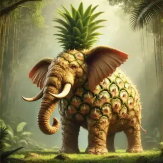 🤩 99e25bf4 piña, elefante, híbrido, fruta, animal, tropical, jungla, fantasía telegram sticker