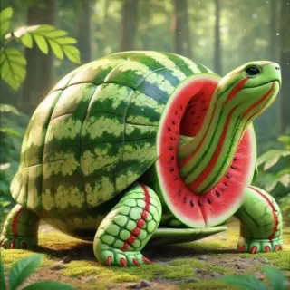 🤩 b1d67df1 tortuga, sandía, animal, fruta, naturaleza, híbrido, fantasía, divertido telegram sticker