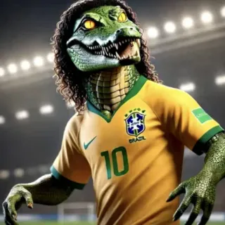 🤩 c75d7573 caimán, Brasil, fútbol, fútbol, atleta, reptil, camiseta telegram sticker