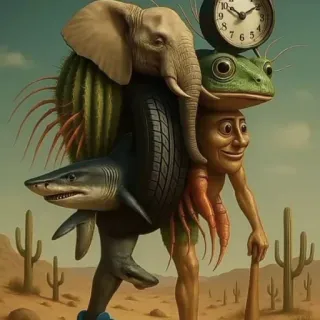 🤩 cca55eb6 elefante, tiburón, cactus, rana, neumático, desierto, reloj, humor telegram sticker