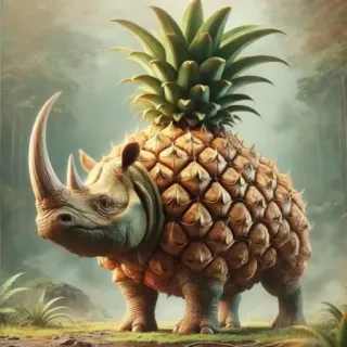 🤩 dcd09cb8 rinoceronte, piña, híbrido, animal, fruta, fantasía, arte telegram sticker