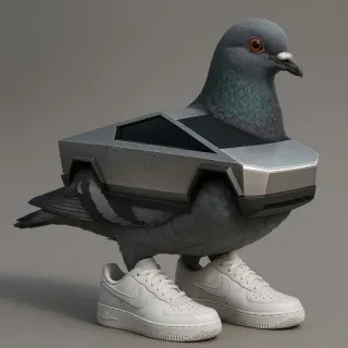 🤩 e4c3fa47 paloma, pájaro, cybertruck, coche, zapatos, zapatillas, gracioso, animal telegram sticker