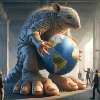 🤩 e6a825d2 armadillo, mundo, monstruo, gigante, tierra, fantasía, animal telegram sticker