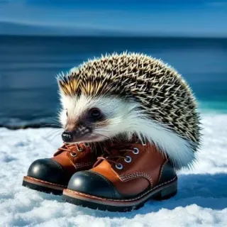 🤩 ed98c822 erizo, botas, animal, lindo, zapatos, nieve, fauna telegram sticker