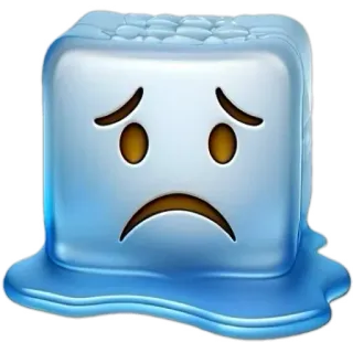 🙁 109303e3 cubito de hielo, triste, derritiéndose, emoji, clima, frío, congelado telegram sticker