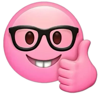 🤓 4cc97b47 Emoji, Rosa, Pulgar arriba, Gafas, Nerd, Positivo, Aprobación, Me gusta telegram sticker