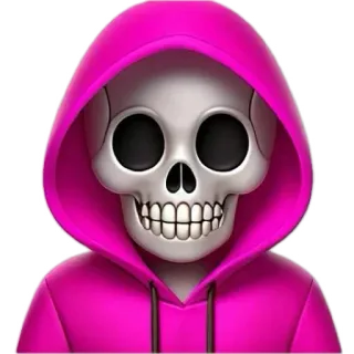 💀 93e04c0f cráneo, sudadera con capucha, esqueleto, emoji, tenebroso, muerte telegram sticker